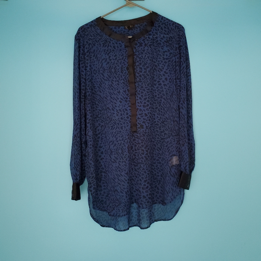 Jessica Simpson Blouse Size Medium Blue Semi Sheer